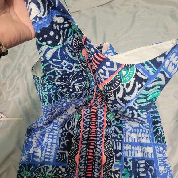 Lilly Pulitzer Shift Dress-blue teal neon pink - Picture 9 of 11